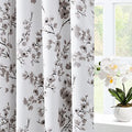 HOMEIDEAS Taupe Floral Blackout Curtains, 52 X 84 Inches Length Farmhouse Grey Flower Print Curtains for Bedroom Room Darkening Grommet Window Curtains for Living Room, 2 Panels