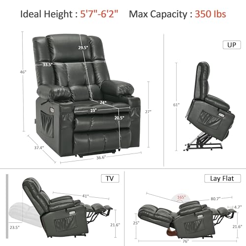 MCombo Dual Motor Power Lift Recliner Chair for Elderly with Heat and Massage, Black E570141