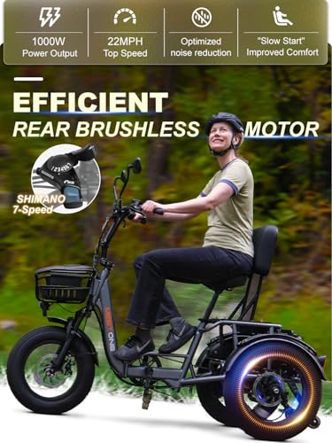 Breeze Pro Folding Electric Tricycle for Adults, 1200W 48V 20AH Fat Tire E-Trike W158192