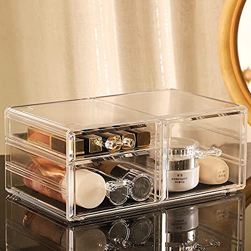 Cq Acrylic Clear Makeup Organizer with 8 Drawers, Set of 3 F22446