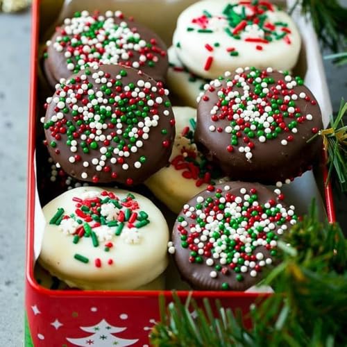 Christmas Sprinkles Bulk 1 lb - Red White Green Round Baking Toppings O347849