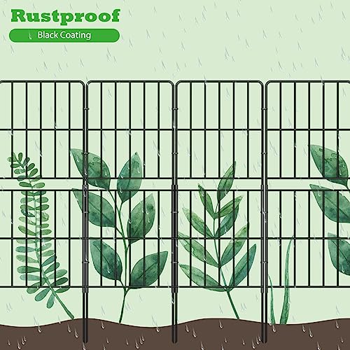 OUSHENG Decorative Garden Fence 10 Pack, 37.5in x 10ft Rustproof Metal Wire Panel S94845