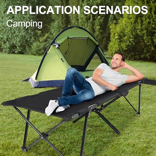 YSSOA Folding Camping Cot with Storage Bag for Adults, Portable Sleeping Bed D13053