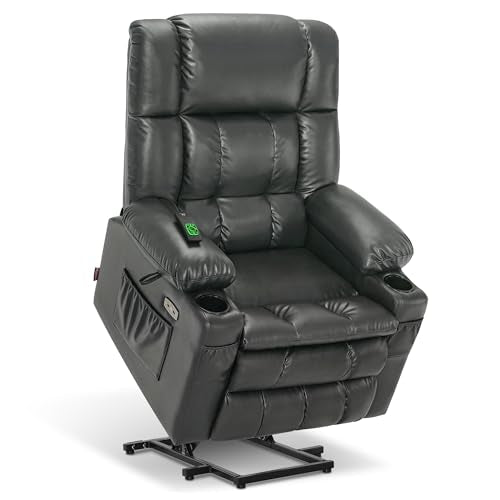 MCombo Dual Motor Power Lift Recliner Chair for Elderly with Heat and Massage, Black E570141
