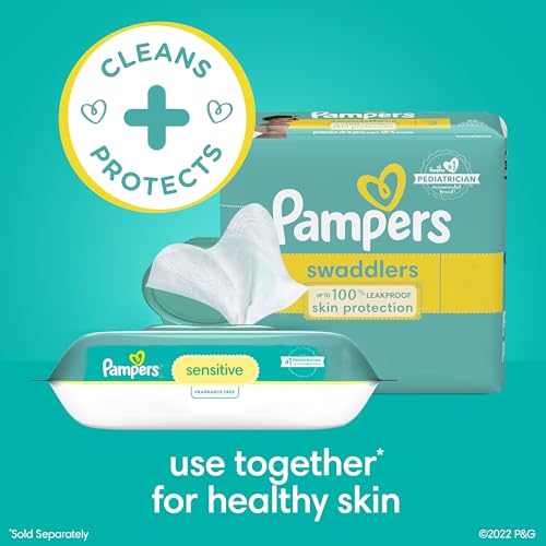 Pampers Sensitive Baby Wipes, Water Based, Unscented, 16 Flip-Top Packs U436761