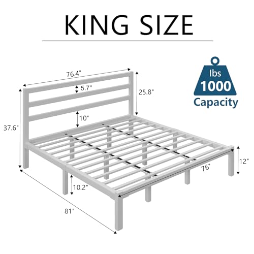 Full Size Heavy Duty Metal Platform Bed Frame with Under Bed Storage, Black R9813