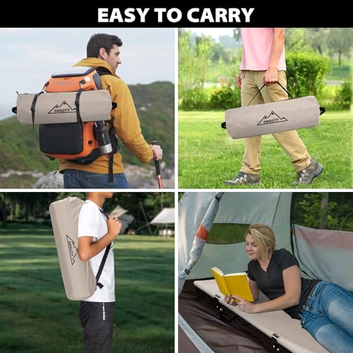 SUSNTY Ultralight Camping Cot for Adults, Portable Folding with Leg Extenders, Black V988895