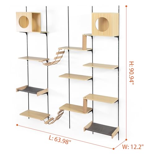 COZIWOW Wall-Mounted Cat Climber 25-Piece Set with Shelves, House & Scratching Board W367631