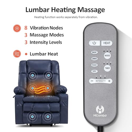 MCombo Dual Motor Power Lift Recliner Chair for Elderly with Heat and Massage, Black E570141