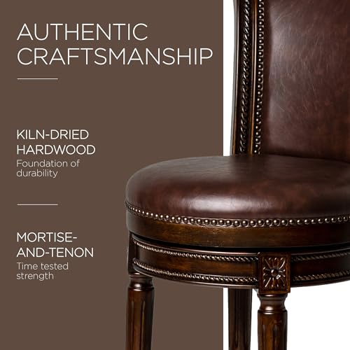 Maven Lane Pullman 26 Inch Counter Height Upholstered Barstool with Back, Set of 2 O936