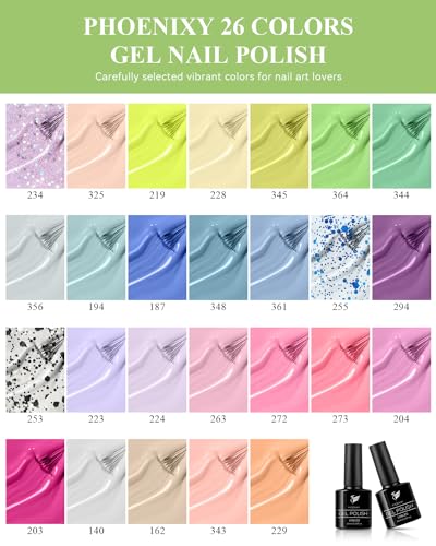 Phoenixy Gel Nail Polish Kit with UV LED Light, 40 Colors, Base & Top Coat H227876