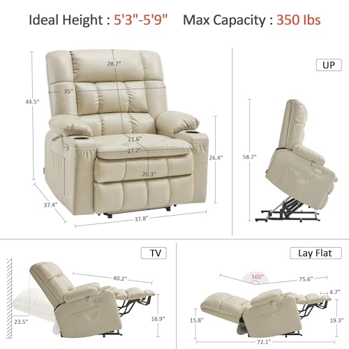 MCombo Dual Motor Power Lift Recliner Chair for Elderly with Heat and Massage, Black E570141