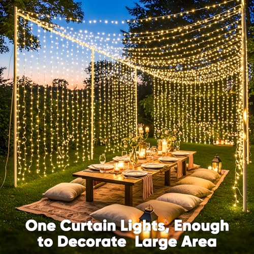 suddus Curtain Lights 300 LED Warm White for Bedroom, Outdoor & Christmas Decor K310