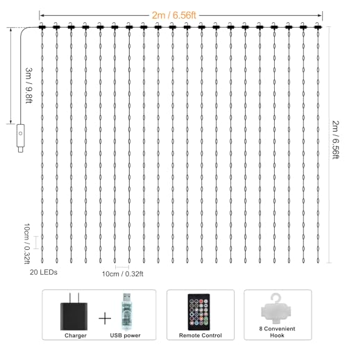 Smart Curtain Lights 400 LED Plug in with App & Remote V800