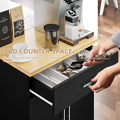 Shintenchi Kitchen Island Cart with Storage on Wheels, White V99091