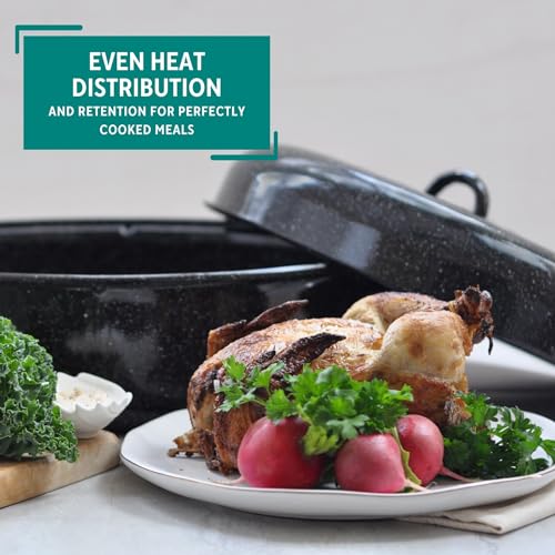 Mirro 15" Black Covered Oval Roaster with Lid Y9478