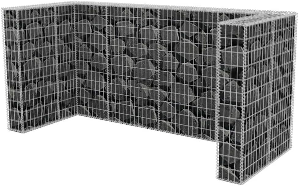 vidaXL Garbage Can Storage, Steel, Outdoor Double Wheelie Bin Enclosure L810136