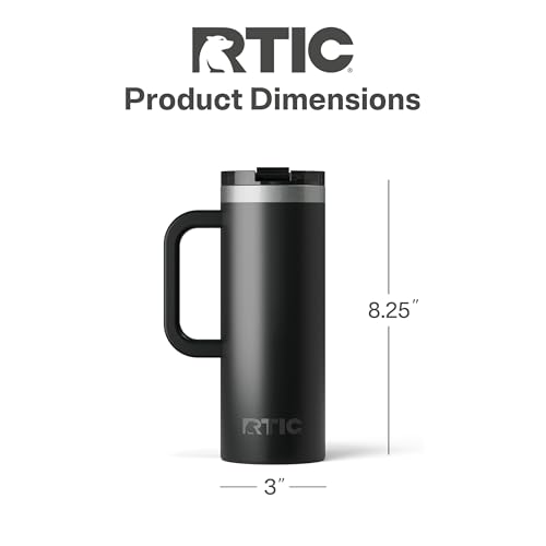 RTIC 20oz Road Trip Travel Mug with Lid and Handle, Insulated Stainless Steel P393441