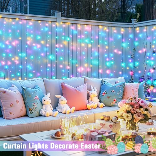 JMEXSUSS 300 LED Remote Control Christmas Curtain Lights, Warm White V64841