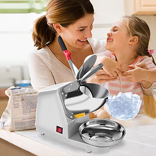 Yahpetes Electric Shaved Ice Machine Dual Blades Ice Crusher Snow Cone Maker Q325472