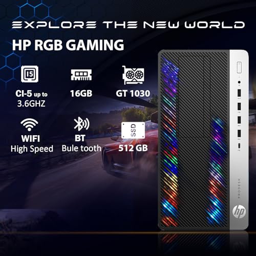 HP RGB Gaming Desktop PC, Intel Core i5, 32GB RAM, 1TB SSD, GT 1030, Renewed Y620675