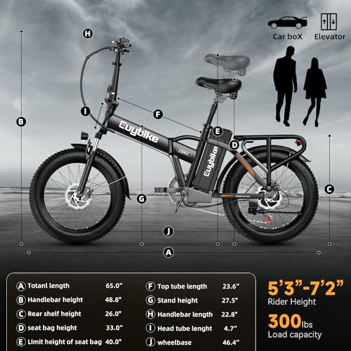1000W Folding Electric Bike 48V 20AH Removable Battery 20" Fat Tire for Adults S359635