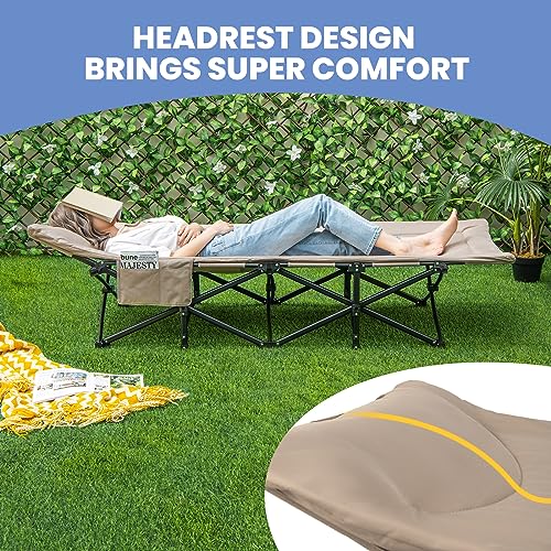 Giantex Folding Camping Cot for Adults with Carry Bag, Cushion & Headrest, Supports 450 lbs, Gray G52982
