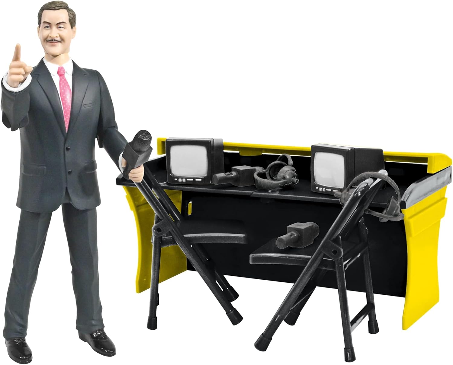 Deluxe Commentators Playset with Announcer Figure for Wrestling Figures Q3230
