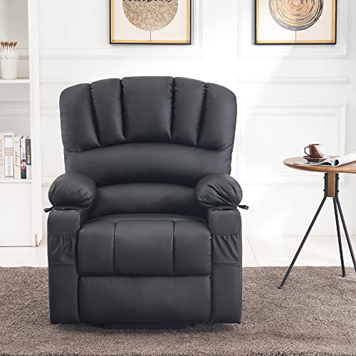 MCombo Oversized Power Lift Recliner Chair for Elderly with Heat and Massage, Faux Leather, Dark Brown N537