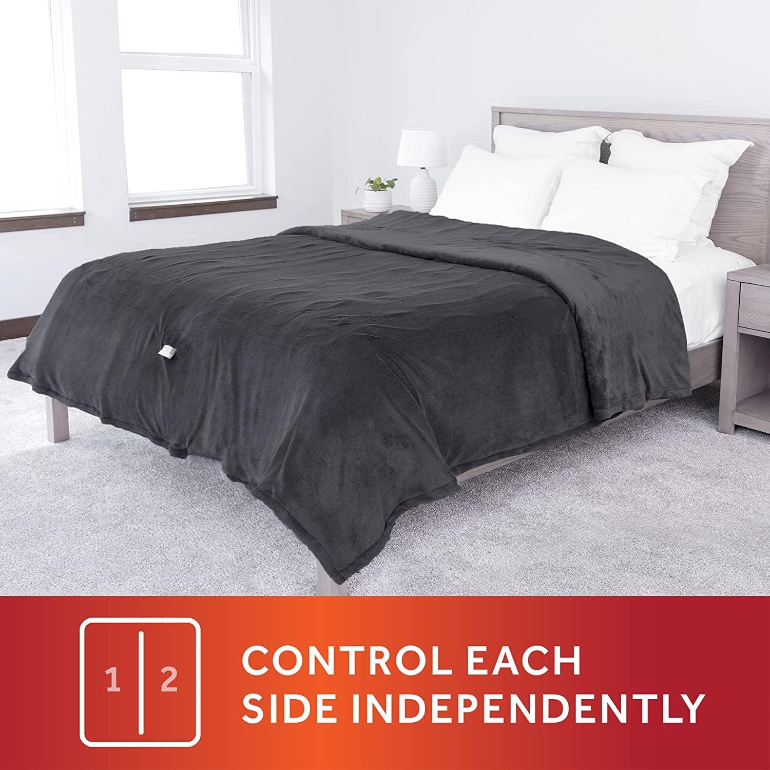 Sunbeam Ultra Plush Electric King Heated Blanket, Dual Zone, Machine Washable W334