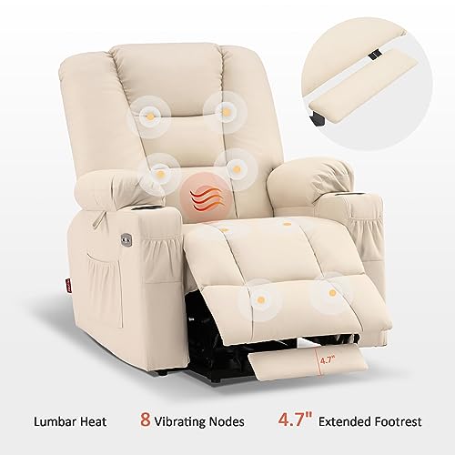 MCombo Small Power Lift Recliner Chair with Massage and Heat, Faux Leather, Dark Brown E441