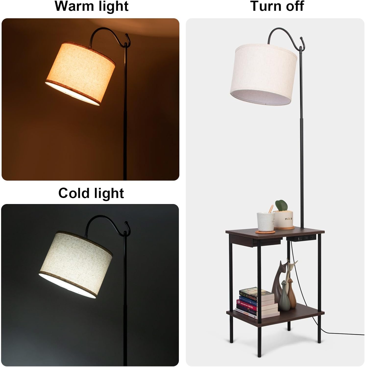 Industrial Floor Lamp with USB Charging Port and Outlet V440