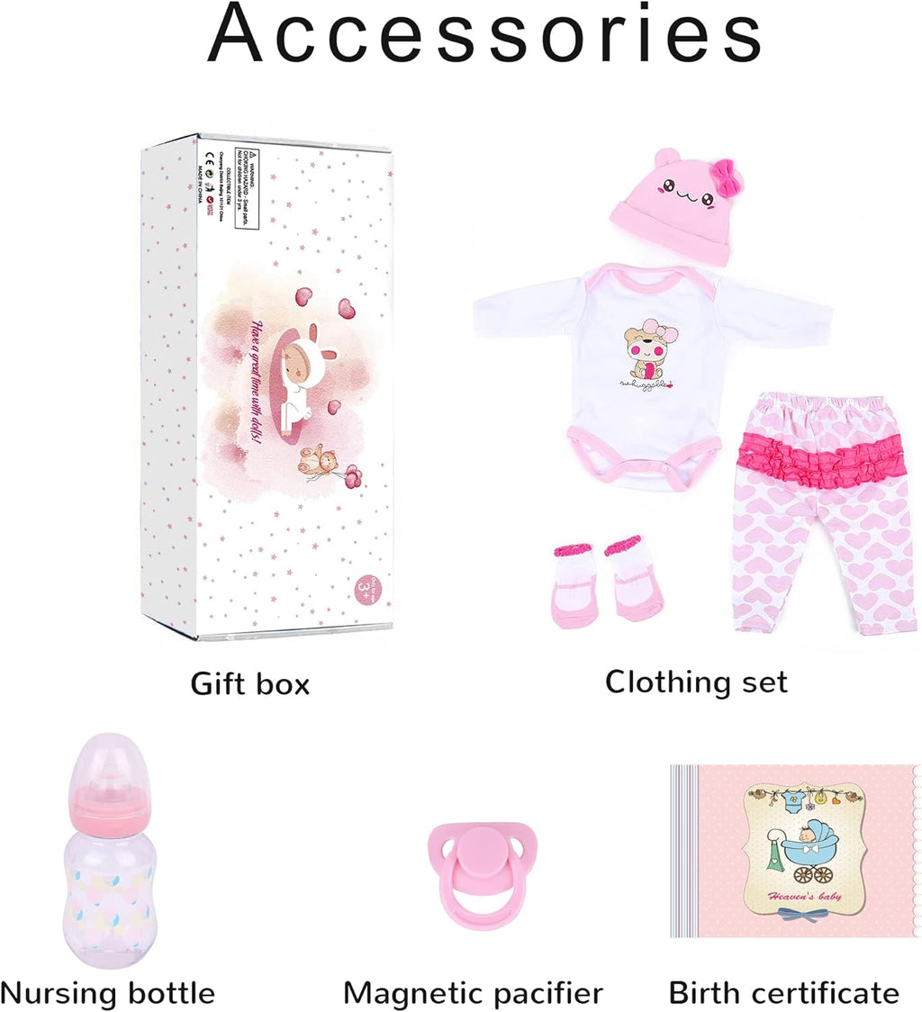 CHAREX Reborn Baby Doll Lucy, 22 Inch Realistic Newborn Girl Doll Y166438
