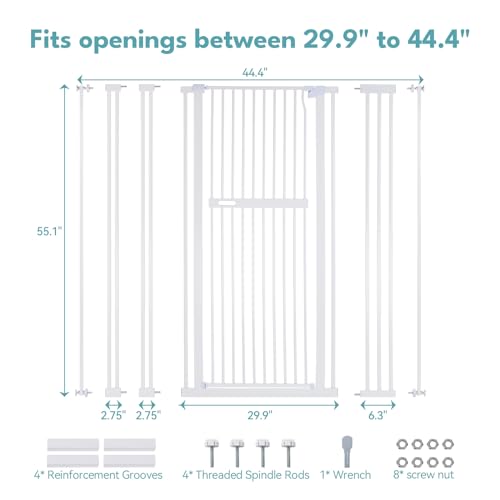 55.1" Extra Tall Pet Gate, Auto Close Metal Dog Gate for Doorways & Stairs, Black J32196