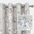 DriftAway Flower Floral Pencil Sketch Blackout Room Darkening Grommet Lined Thermal Insulated Energy Saving Window Curtains 2 Layer Set of 2 Panels Each 52 Inch by 84 Inch Gray and Soft White
