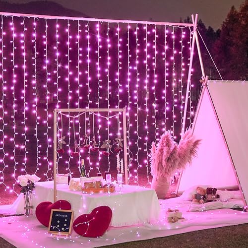JMEXSUSS 300 LED Remote Control Christmas Curtain Lights, Warm White V64841