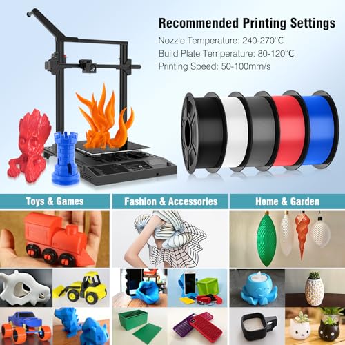 SUNLU 3D Printer Filament Bundle Multicolor PETG 1.75mm, 8 Pack, 2kg Total V41641
