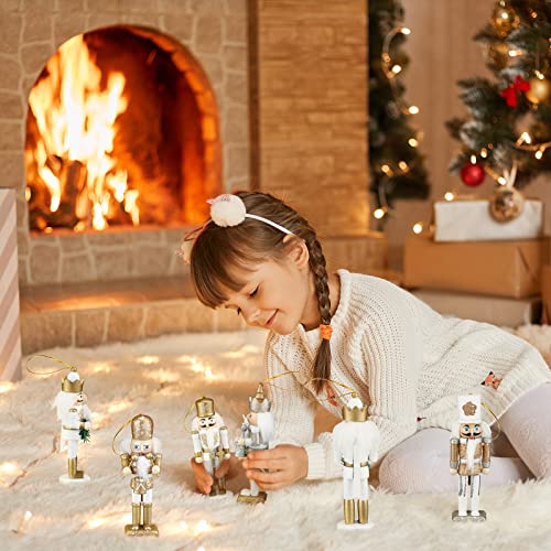 Jetec 10 Pcs Christmas Nutcracker Wooden Hanging Ornaments 5 Inch U816355