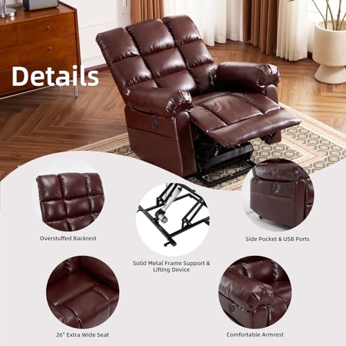 Oversized Power Lift Recliner Chair with Massage and Heat for Elderly, Beige R7985