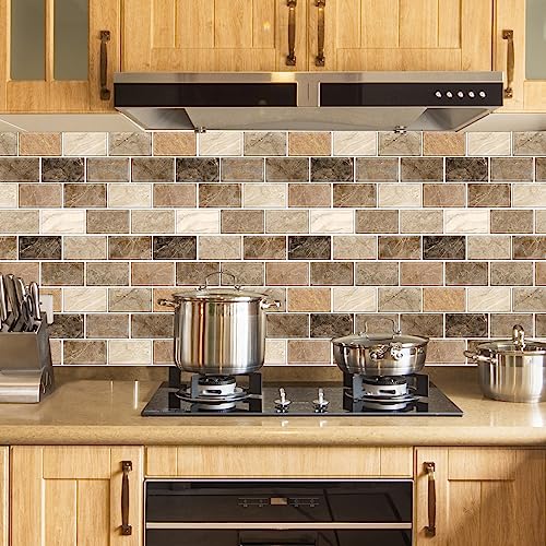 URCOLOR 12"x12" Peel and Stick Backsplash for Kitchen Bathroom, Gray Marble A31070