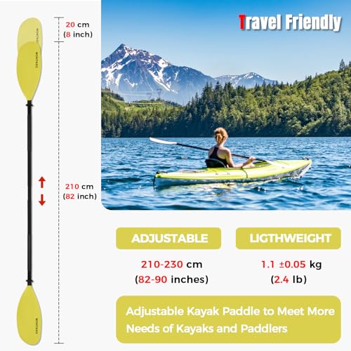 Kayak Paddles with Alloy Shaft and PP Blade, Adjustable 230-250 cm E1062