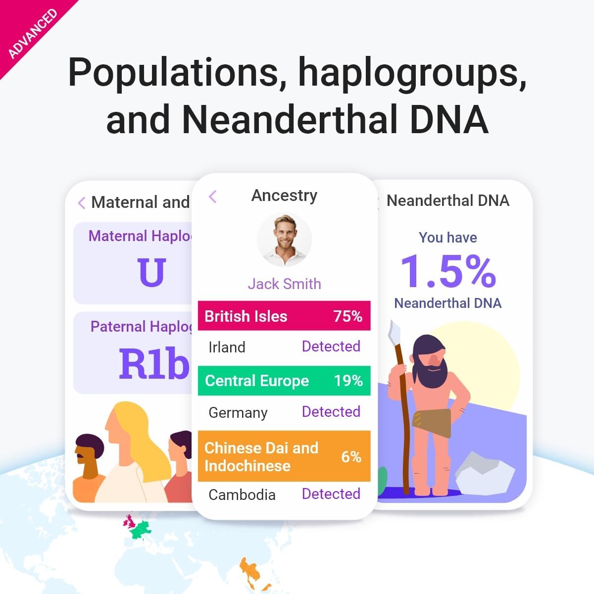 tellmeGen Advanced DNA Test with 400+ Health, Ancestry & Traits Reports Z461