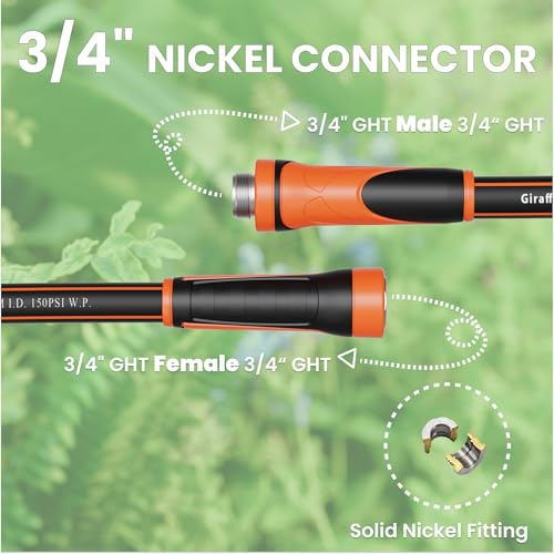 Giraffe Tools Garden Hose 100ft x 5/8", Heavy Duty Flexible Hybrid Hose Q38065