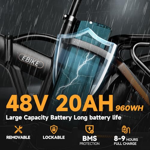1000W Folding Electric Bike 48V 20AH Removable Battery 20" Fat Tire for Adults S359635