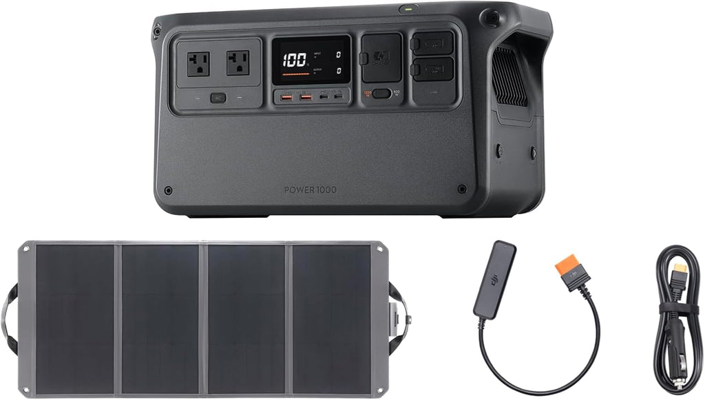 DJI Power 1000 Portable Power Station, 1024Wh Solar Generator with 1x 100W Solar Panel, 4000-Cycle-Life LFP(LiFePO4) Cell, 70-Minute Fast Charging, 2200W Stable Output,Solar Generator for Home Backup