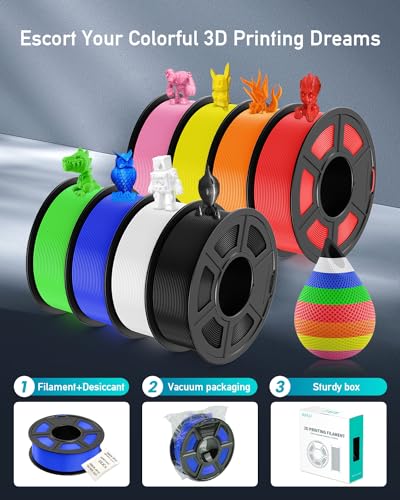 SUNLU 3D Printer Filament Bundle Multicolor PETG 1.75mm, 8 Pack, 2kg Total V41641