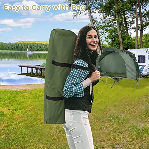 Tangkula 4-in-1 Camping Cot Tent for 1 Person, Foldable with Waterproof Cover & Air Mattress L3968