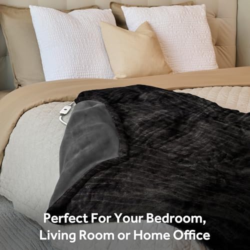 Sunbeam Royal Faux Fur Heated Throw Blanket with Adjustable Heat Settings K342018