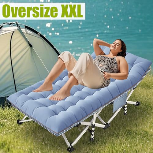 XXL Camping Cot for Adults with Mattress Heavy Duty Folding Bed with Carry Bag H5280