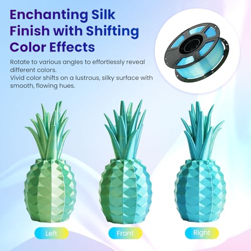 FLASHFORGE Silk PLA 3D Printer Filament 1.75mm 1KG, Multicolored Gradient V83097